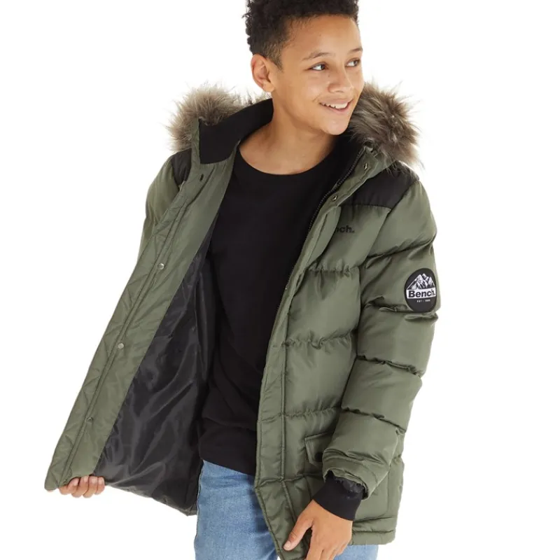 New Bench Drenge Axel Paddet Parka Khaki kakigrøn