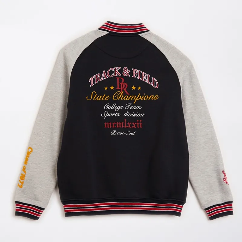 Sale Brave Soul Drenge Baseball Bomber Jakke Navy/Lys Grå Mélange