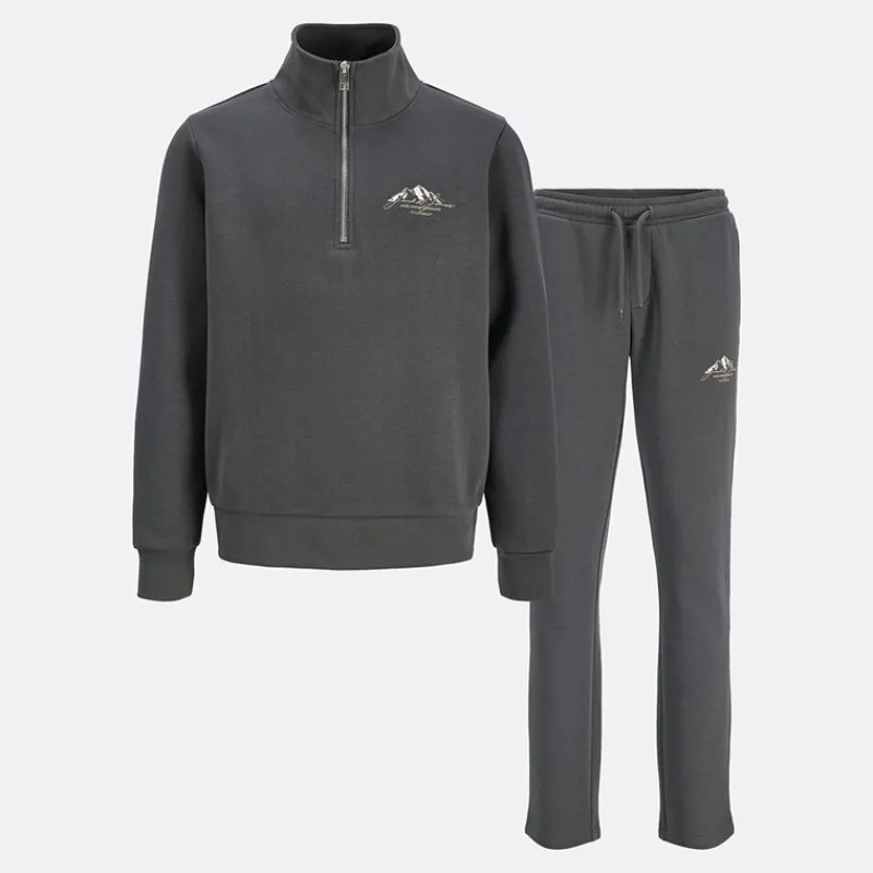 Sale JACK & JONES Drenge bjerg sweatshirt kvart lynlås træningsdragt asfalt
