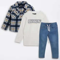 Discount Bench Drenge Bonded Shacket T-shirt og Jeans Sæt Navy