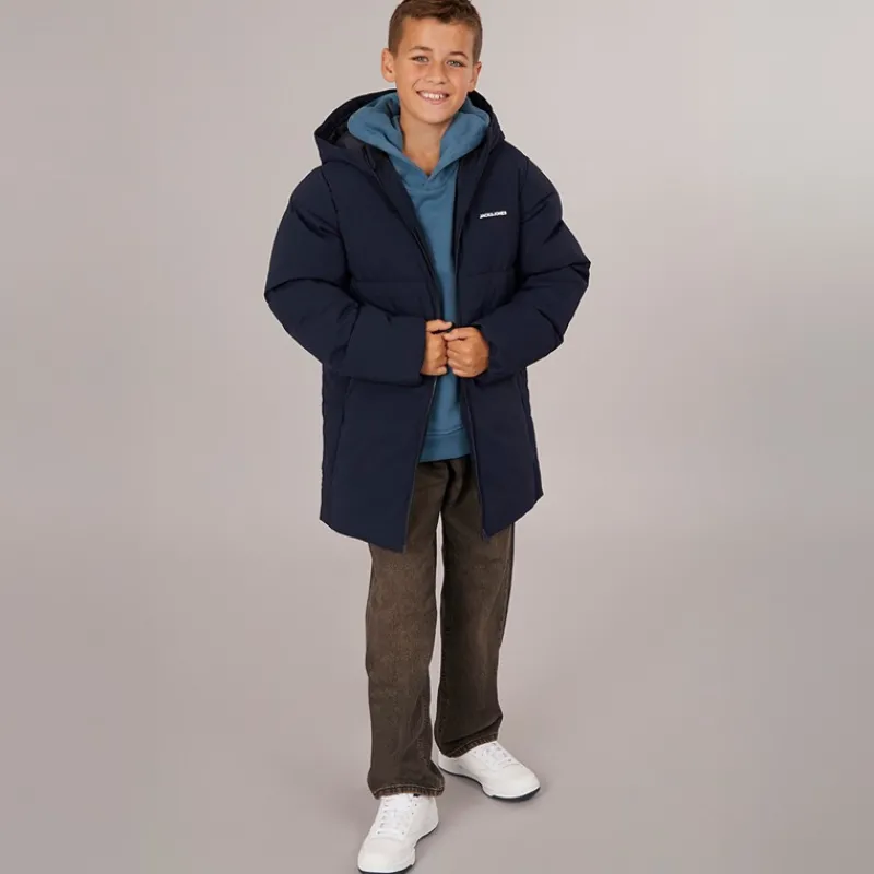 Clearance JACK & JONES Drenge Brady Puffer Jakke Sky Captain Marineblå