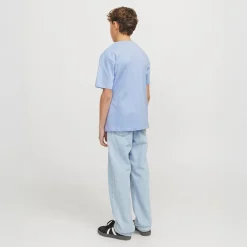 Hot JACK & JONES Drenge Caleb Varsity T-shirt Chambray Blå