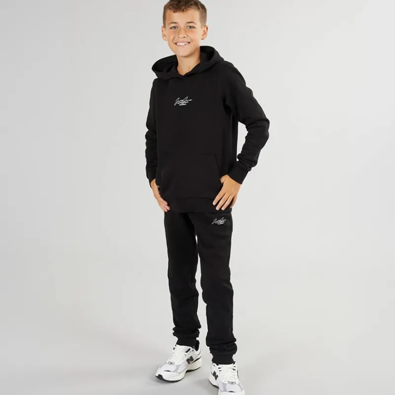 Sale JACK & JONES Drenge Cover Script Hættetrøje Og Joggingbukser Træningssæt Sort