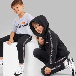 Clearance Ellesse Drenge Dominic Hættetrøje T-shirt Og Joggingbukser Sæt Sort/Grå