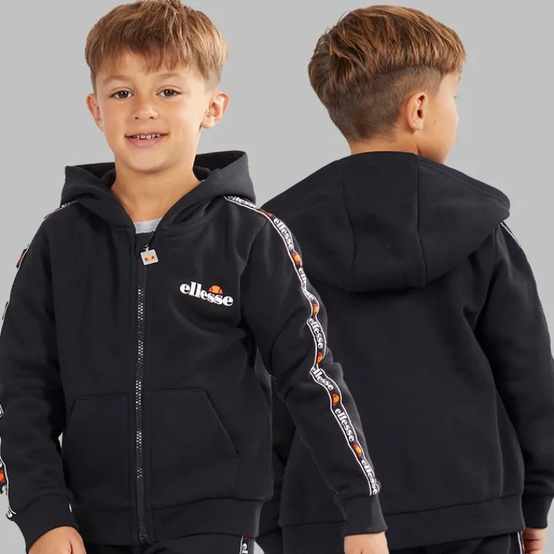 Clearance Ellesse Drenge Dominic Hættetrøje T-shirt Og Joggingbukser Sæt Sort/Grå