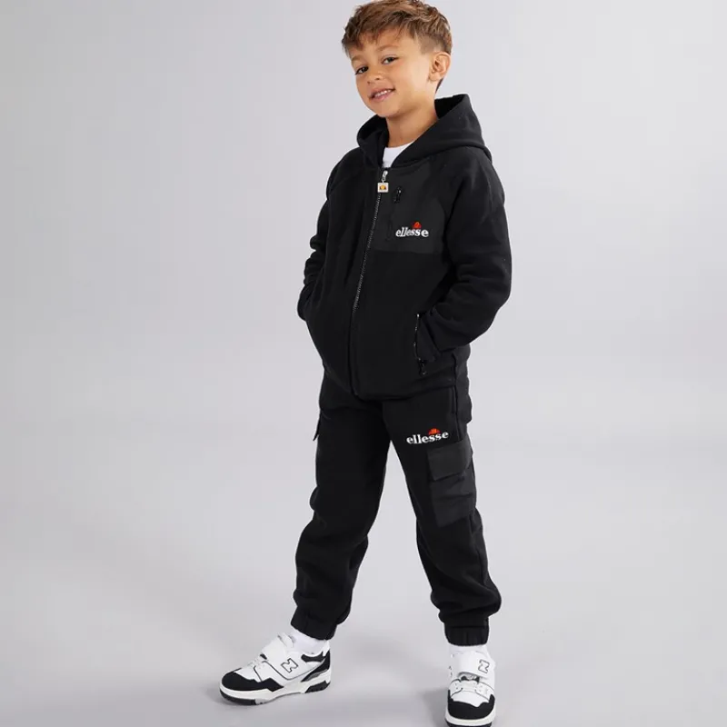Outlet Ellesse Drenge Dylan Polarfleece Hættetrøje Og Joggingbukser Sort