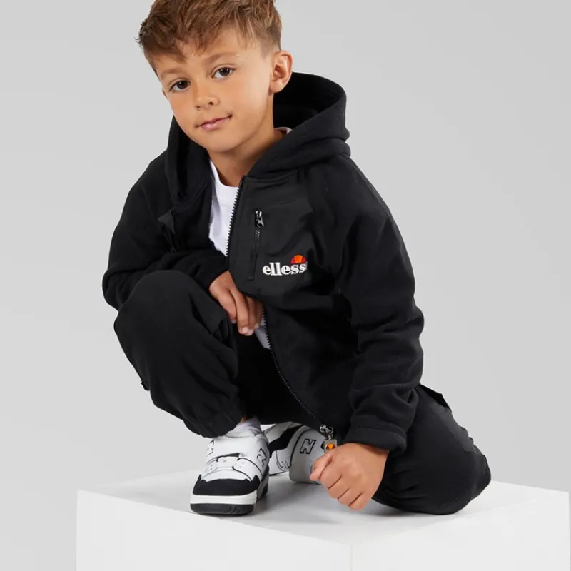 Outlet Ellesse Drenge Dylan Polarfleece Hættetrøje Og Joggingbukser Sort