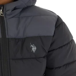 Discount U.S. POLO ASSN. Drenge Farveblok Åg Pufferjakke Sort