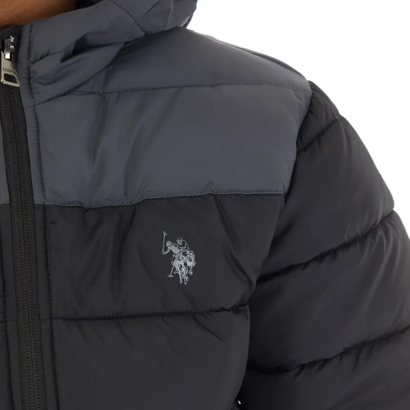 Discount U.S. POLO ASSN. Drenge Farveblok Åg Pufferjakke Sort