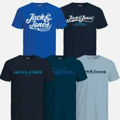 New JACK & JONES Drenge Fem Pakke T-Shirts Skyway