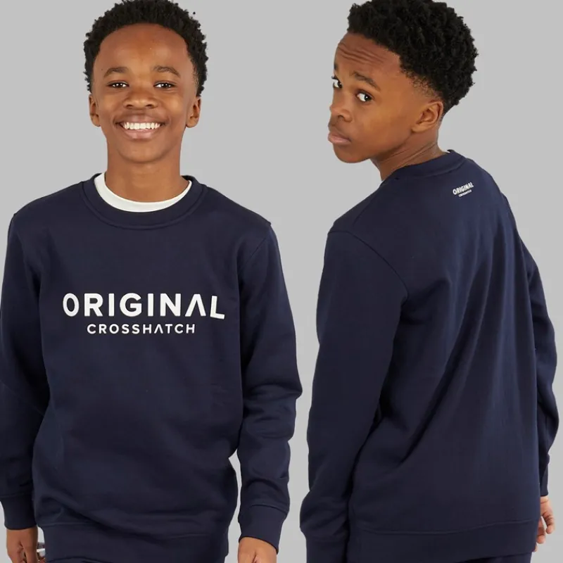 Online Crosshatch Drenge Fire Dele Hættetrøje Sweatshirt T-shirt Og Joggingbukser Sæt Navy/Off White