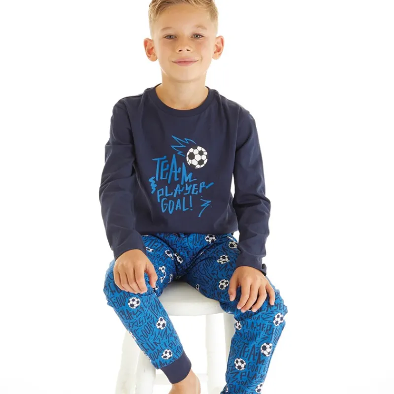 Outlet Threadboys Drenge Fodbold Pyjamasæt Blå