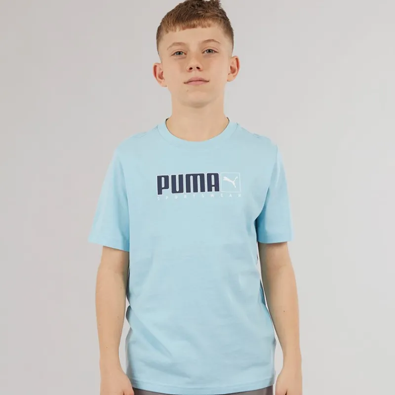 Hot Puma Drenge Grafik T-shirt Aqua Blå