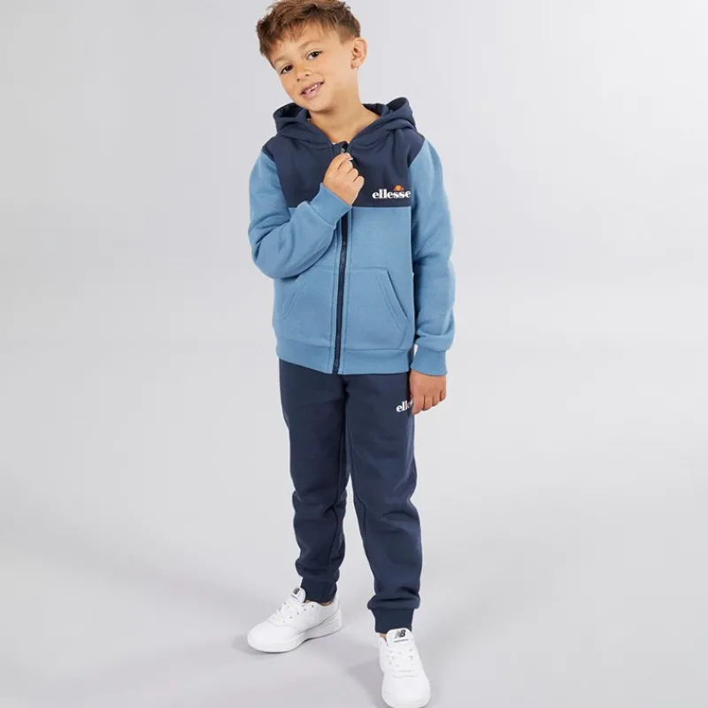 Discount Ellesse Drenge Harrison Hættetrøje T-Shirt Og Joggingbukser Sæt Blå / Hvid