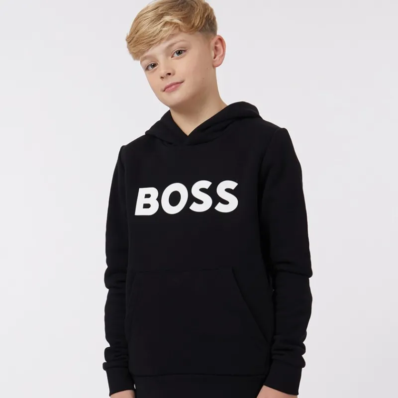 New BOSS Drenge Hoodie Sort