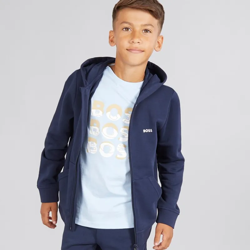 Discount BOSS Drenge Hættetrøje Navy