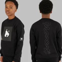 Hot Money Drenge kombi patch t-shirt sweatshirt og joggingbukser træningssæt Sort