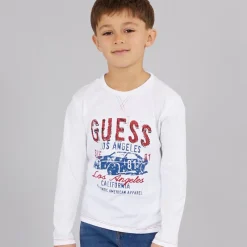 Sale Guess Drenge langærmet T-shirt Pure White