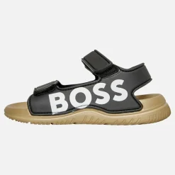 Best BOSS Drenge Logo Velcro Rem Sandaler Sort