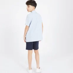 Best Bench Drenge Lomous skjorte og chino shorts sæt blå og hvid stribet/​navy Blue & White Stripe /​ Navy