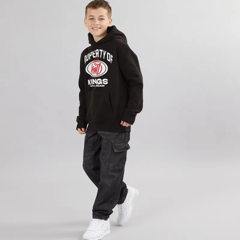 Hot Brave Soul Drenge Løstsiddende Cargo Jeans Antracit Vasket Trækulsgrå