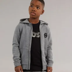 Clearance BOSS Drenge lynlås hættetrøje Heather Grey