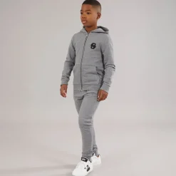 Clearance BOSS Drenge lynlås hættetrøje Heather Grey