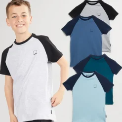 Outlet Bench Drenge Marster Fem Pakke T-Shirts Gråmeleret / Is / Blågrøn / Hvid / Skiferblå