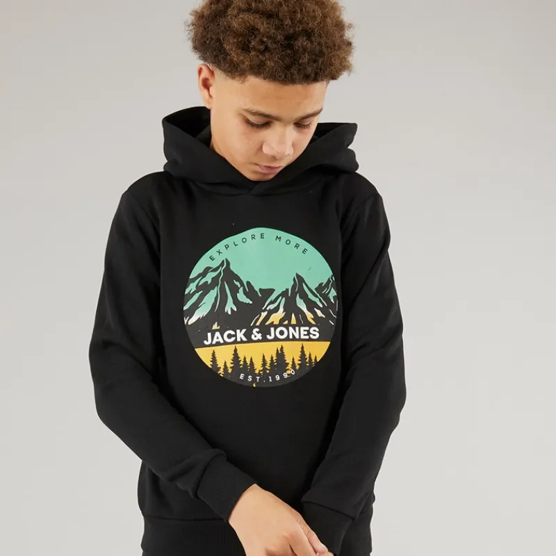 JACK & JONES Drenge Peak Hættetrøje Sort