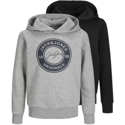 Best JACK & JONES Drenge Thomas To-Pak Hoodies Lysegrå Melange/​Sort
