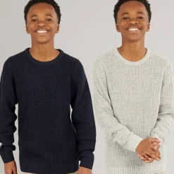 New JACK & JONES Drenge To Pak Strik Crew Neck Jumpere Moonbean / Sky Captain