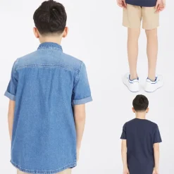 Hot Bench Drenge Tobama Skjorte T-shirt Og Chino Shorts Sæt Mid Wash/​Navy/​Stone