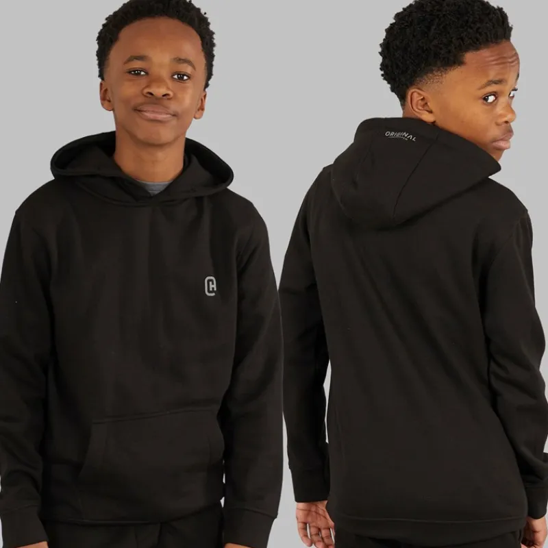 Discount Crosshatch Drenge Tre Dele Hættetrøje T-shirt Og Joggingbukser Sæt Sort/Koksgrå