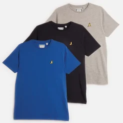 Outlet Brave Soul Drenge Tre Styk T-shirts Lysegrå Melange /​ Kobolt /​ Marineblå