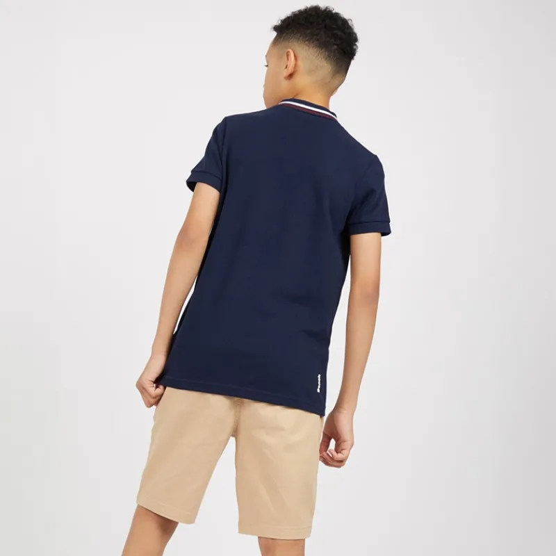 New Bench Drenge Trilson Polo Shirt og Chino Shorts Sæt Blå/Sten