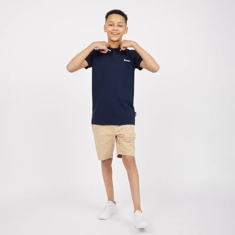 New Bench Drenge Trilson Polo Shirt og Chino Shorts Sæt Blå/Sten