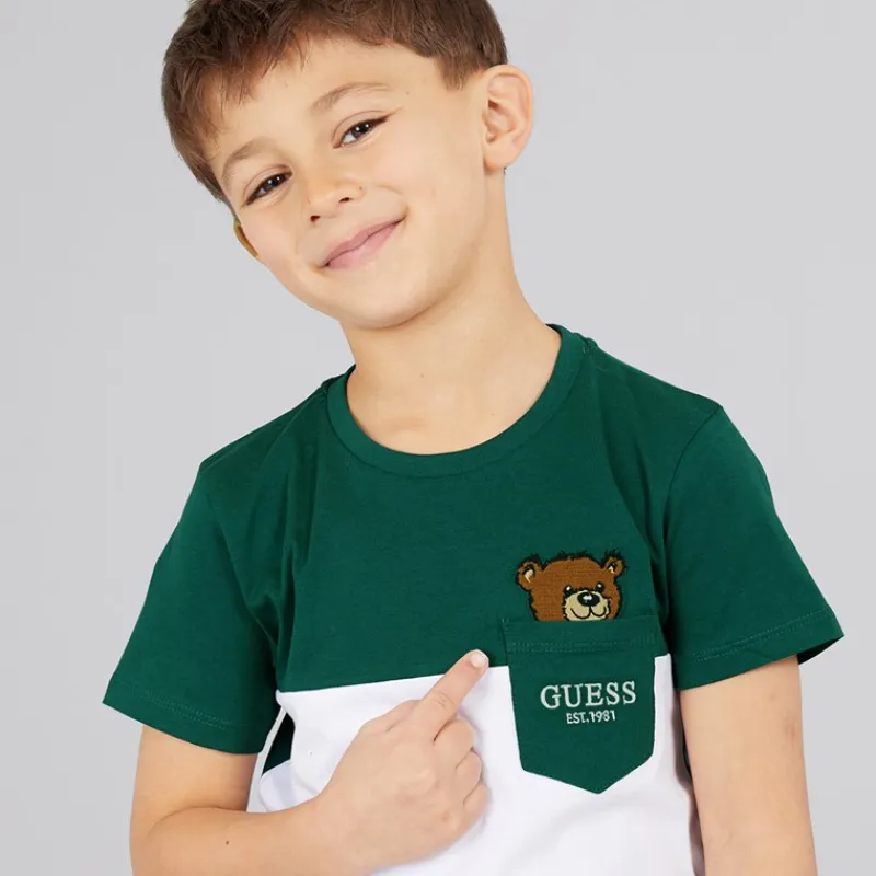 Outlet Guess Drenge T-shirt Throwback Green