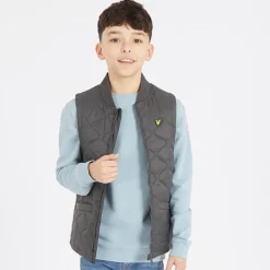 Discount Lyle And Scott Drenge Vatteret Vest W635 Gunmetal Grå