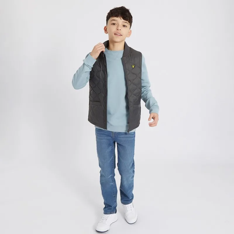 Discount Lyle And Scott Drenge Vatteret Vest W635 Gunmetal Grå
