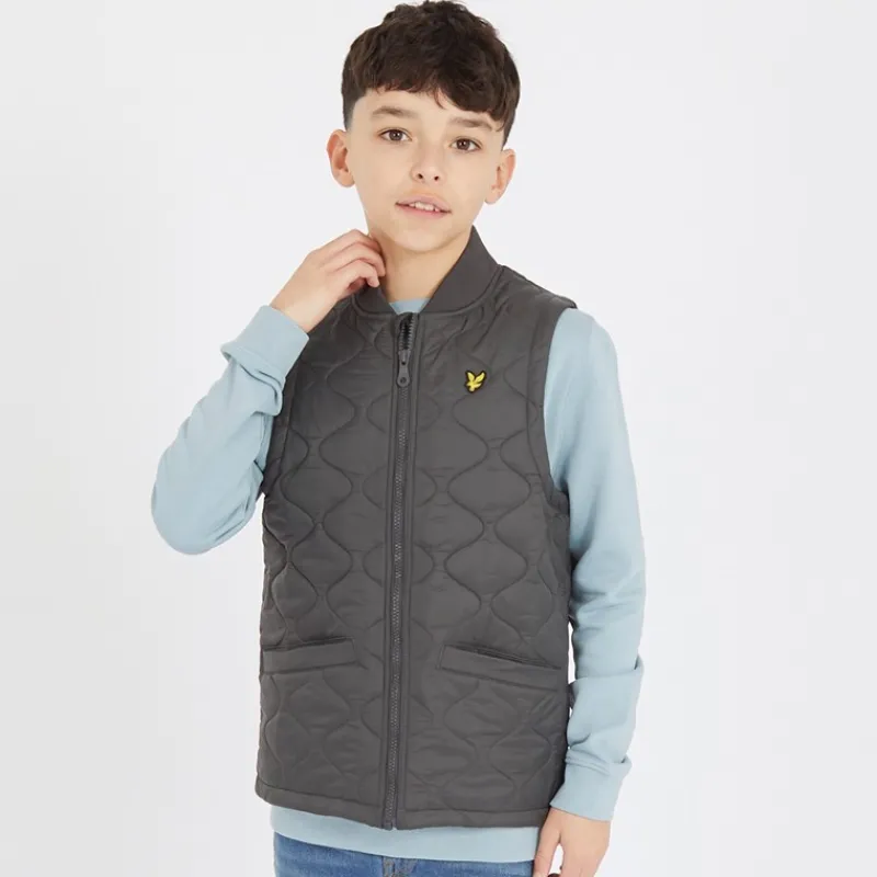 Discount Lyle And Scott Drenge Vatteret Vest W635 Gunmetal Grå