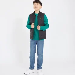 Outlet Lyle And Scott Drenge Vatteret Vest Z865 Sort
