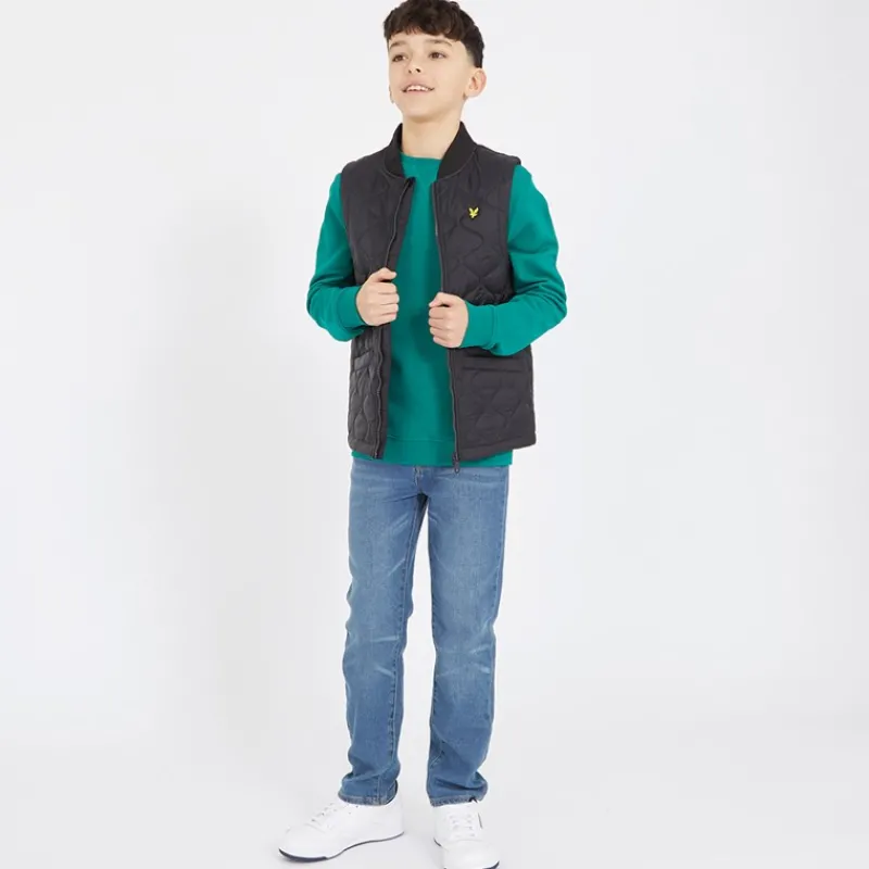 Outlet Lyle And Scott Drenge Vatteret Vest Z865 Sort