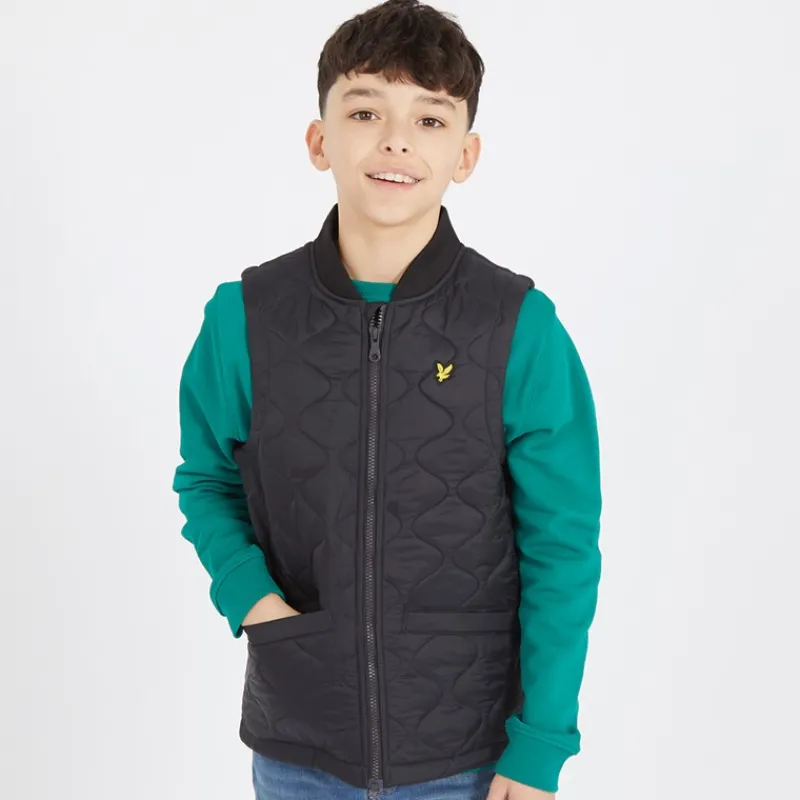 Outlet Lyle And Scott Drenge Vatteret Vest Z865 Sort