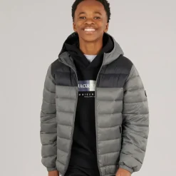 Hot JACK & JONES Drenge Wilson Puffer Jakke Castlerock Grå