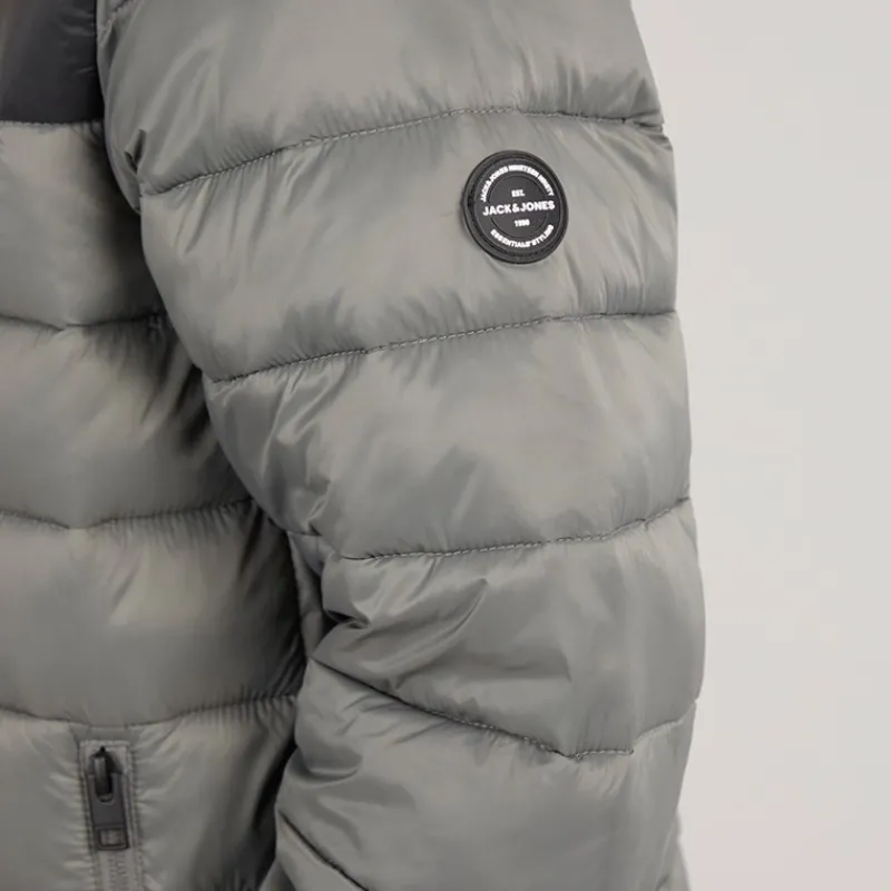 Hot JACK & JONES Drenge Wilson Puffer Jakke Castlerock Grå