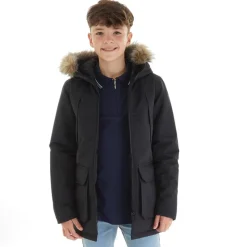 Hot JACK & JONES Drengenes store parka med aftagelig pels Sort