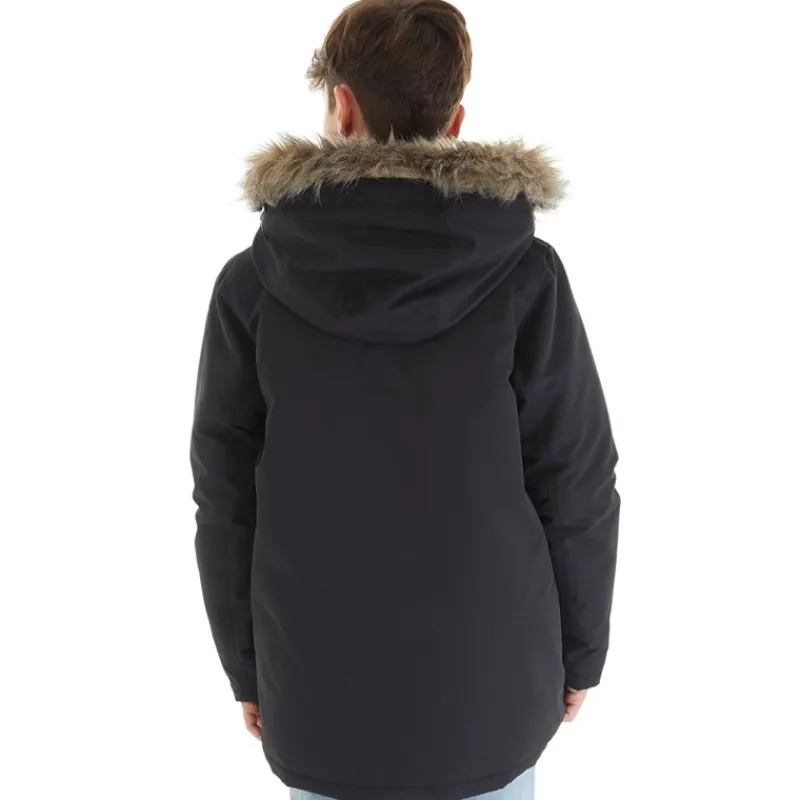 Hot JACK & JONES Drengenes store parka med aftagelig pels Sort