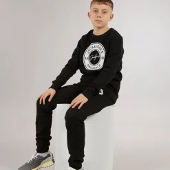 New JACK & JONES Drengenes Thomas Sweatshirt Og Joggingbukser Træningssæt Sort