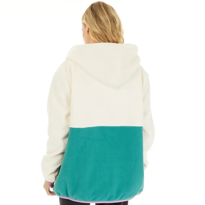 Sale Lagooners Fleece med lynlås til kvinder Ecru/Teal