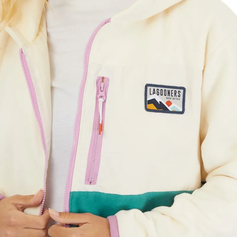 Sale Lagooners Fleece med lynlås til kvinder Ecru/Teal
